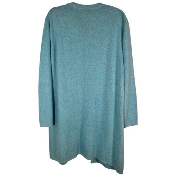 Vintage Silk Floral Sequin Cardigan 1X Blue Rabbit Hair Knit Embellished Chic - Picture 12 of 14